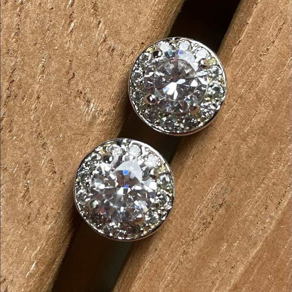 White House Black Market Cubic Zirconia Halo Earrings Set